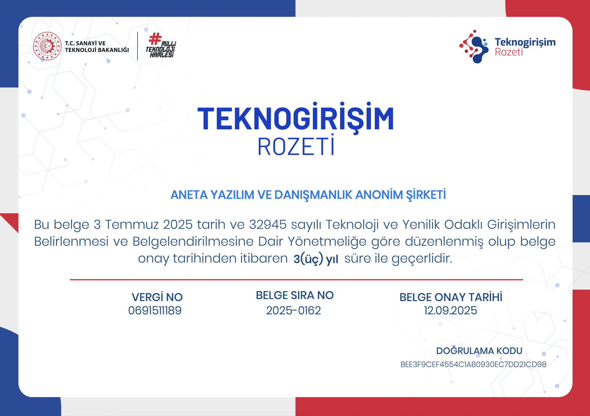 Teknogirişim Sermaye Desteği Programı Rozeti